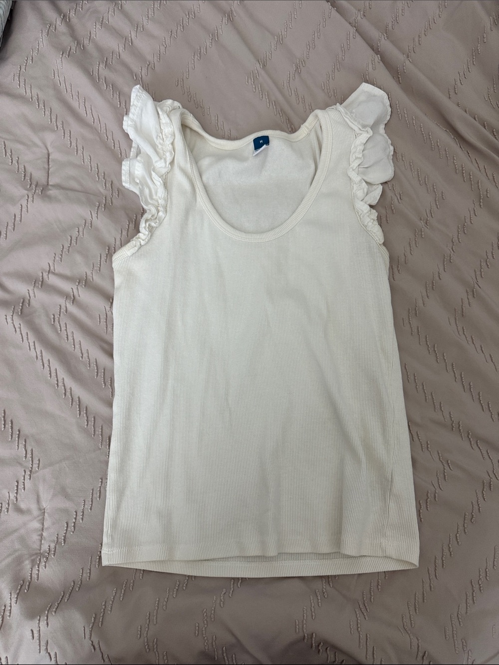 Old Navy Cream Ruffle Sleeve Tank Top